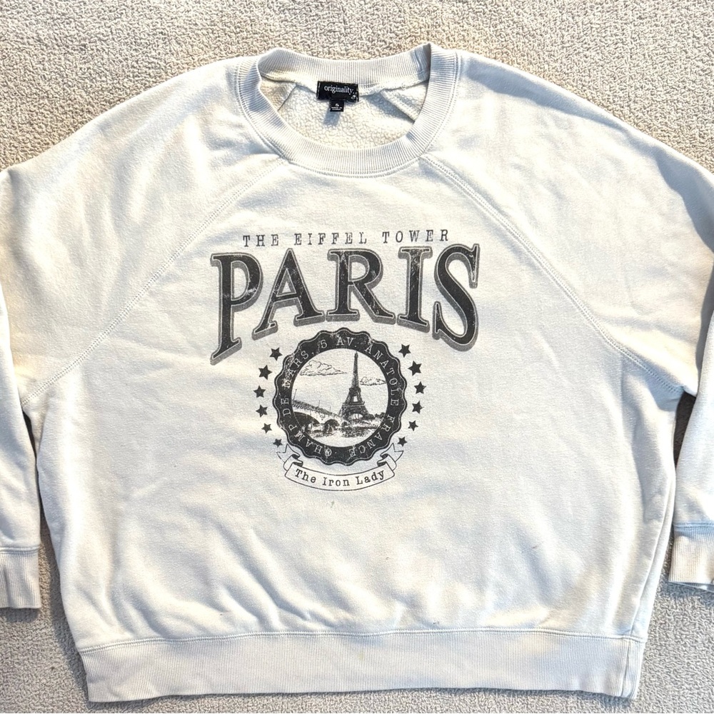 Altar'd State White Paris Graphic Sweatshirt